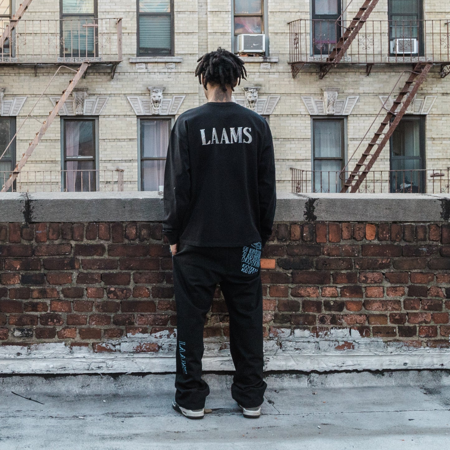 LAAMS Map Embroidered Sweatpants (Black)