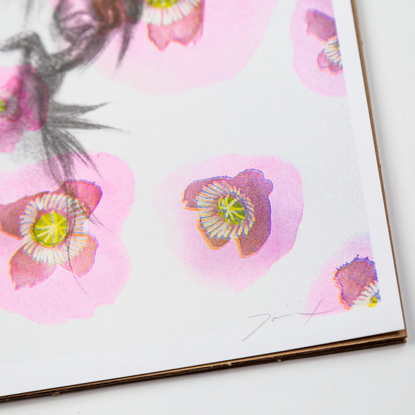 T-Rex Poppy Risograph Print