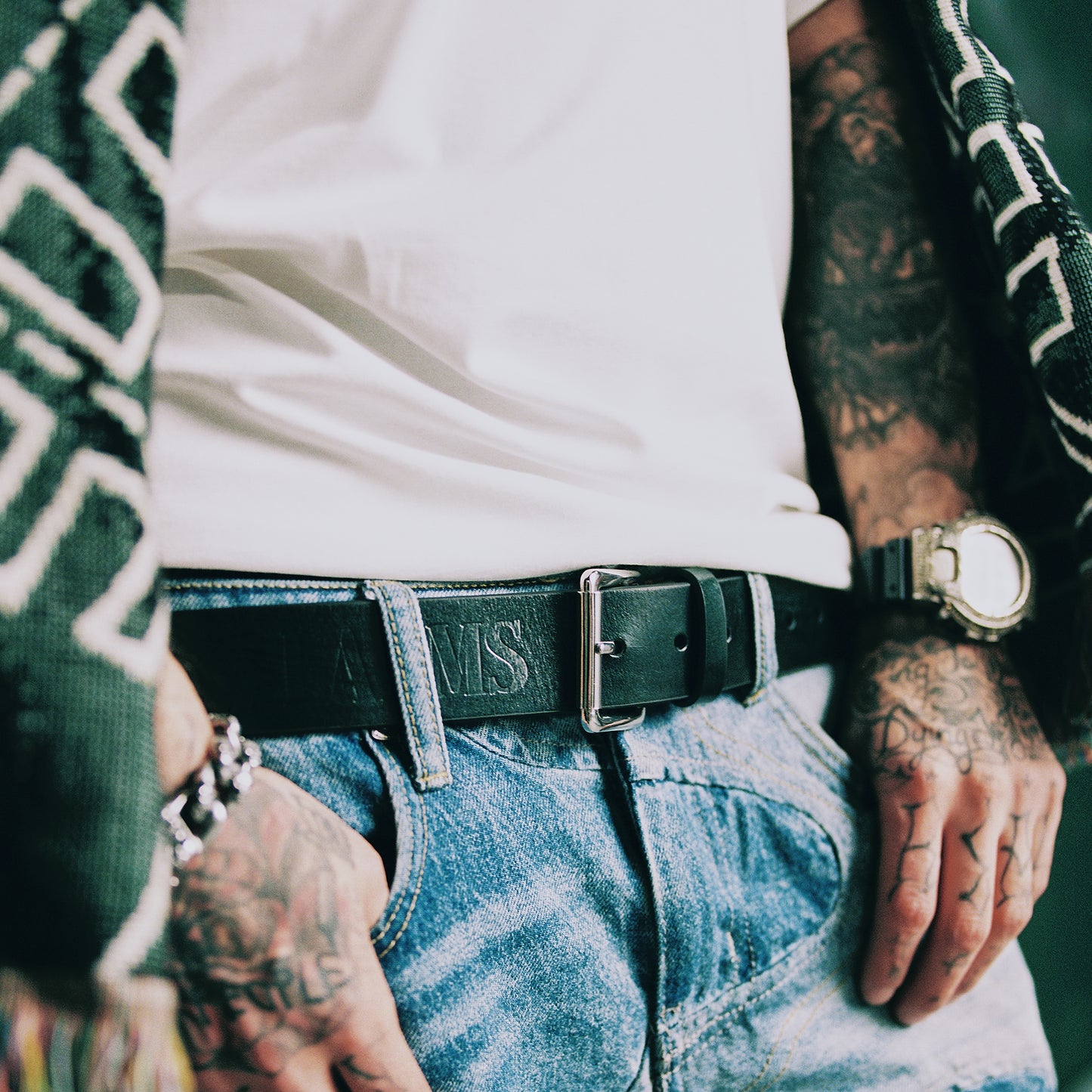 LAAMS Woodgrain Leather Belt