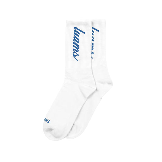 LAAMS Script Socks (White/Blue)