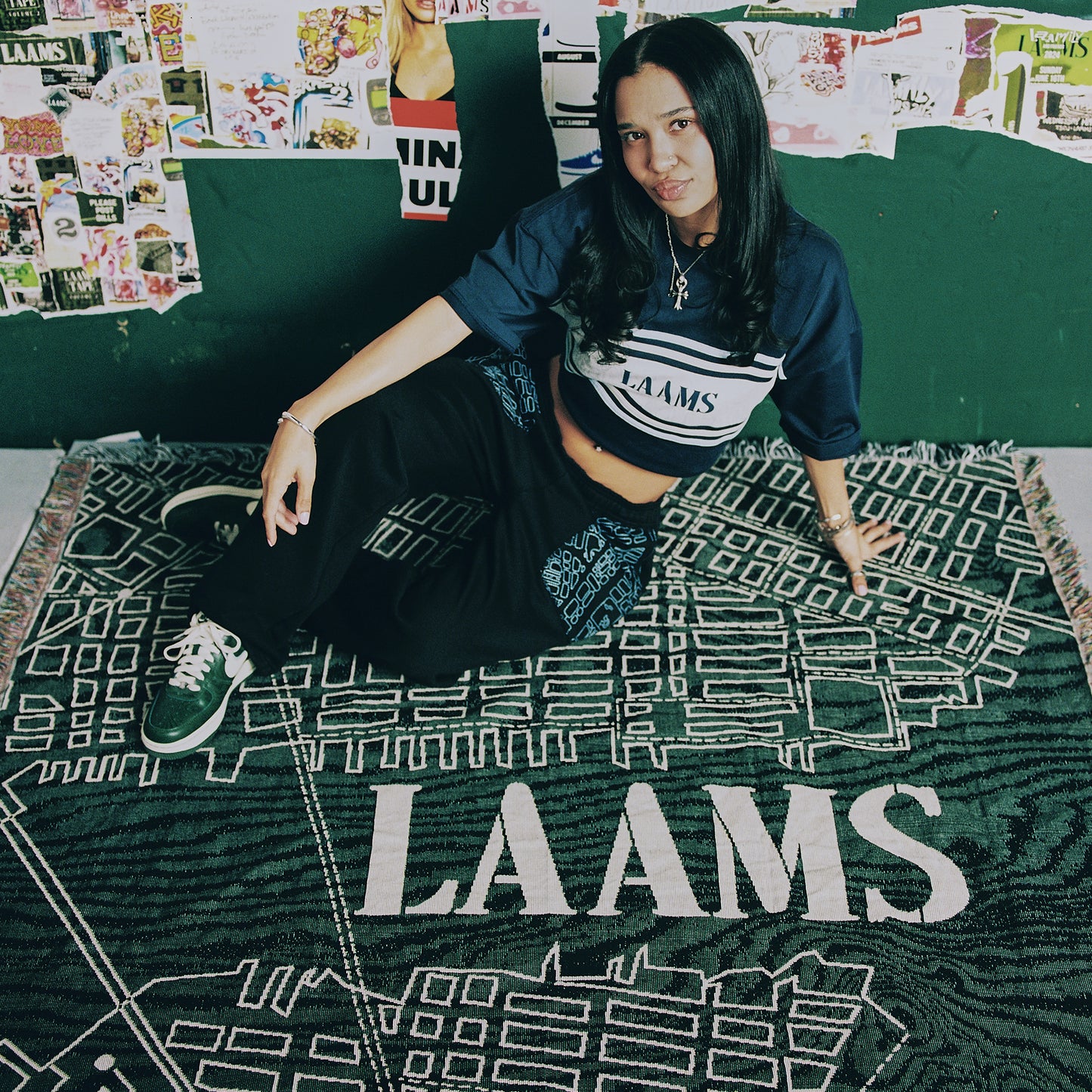 LAAMS Woodgrain Map Woven Blanket