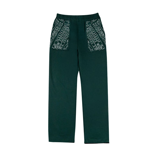 LAAMS Map Embroidered Sweatpants (Green)