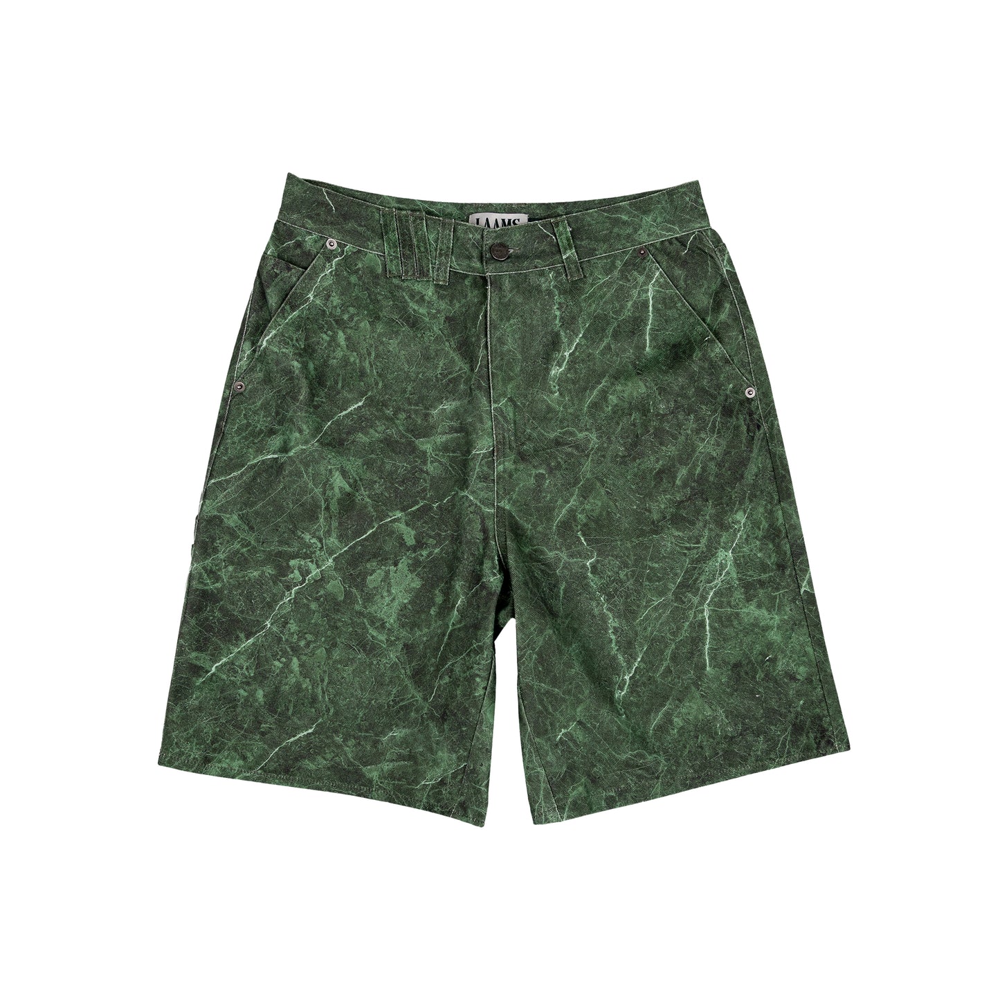 LAAMS Green Marble Denim Shorts