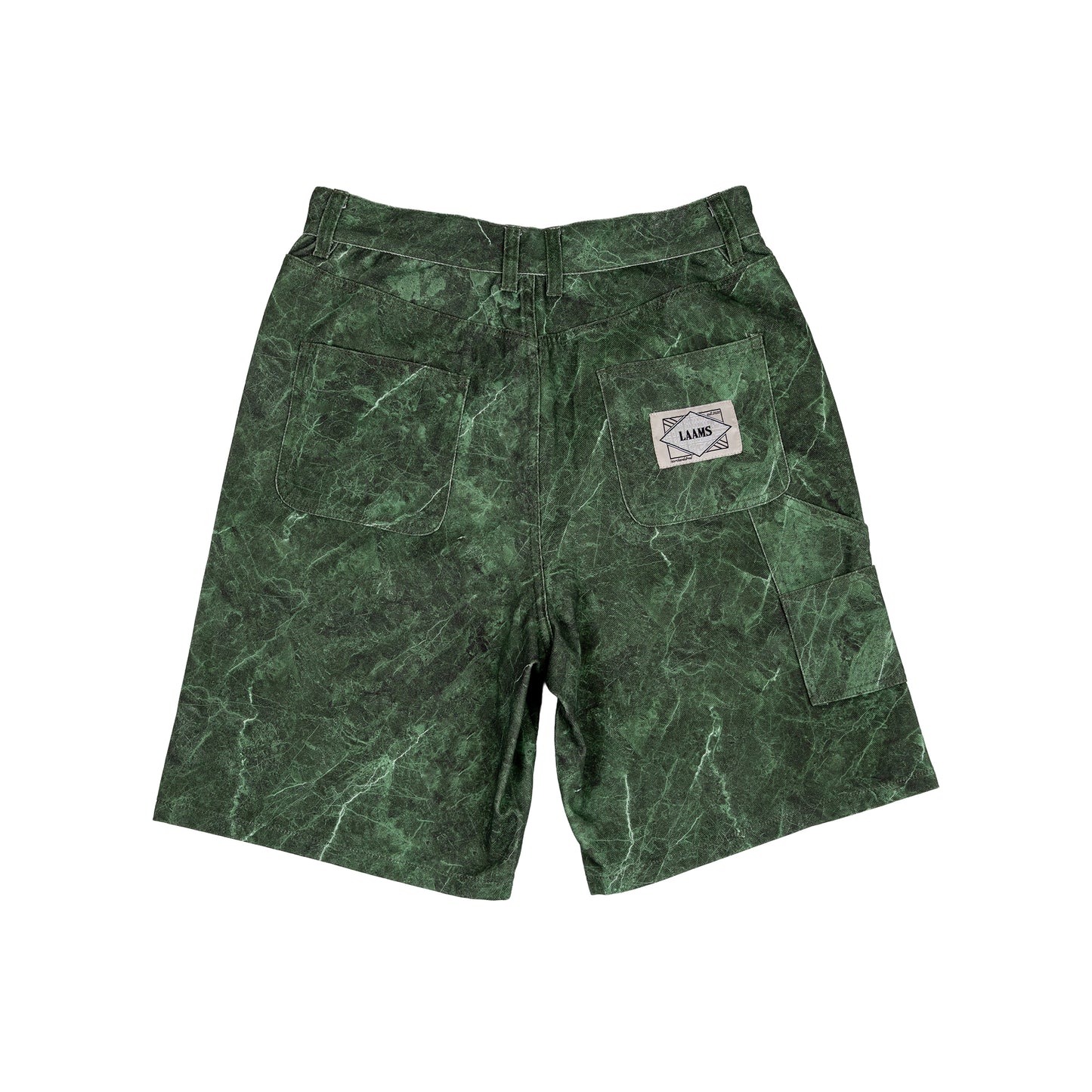 LAAMS Green Marble Denim Shorts