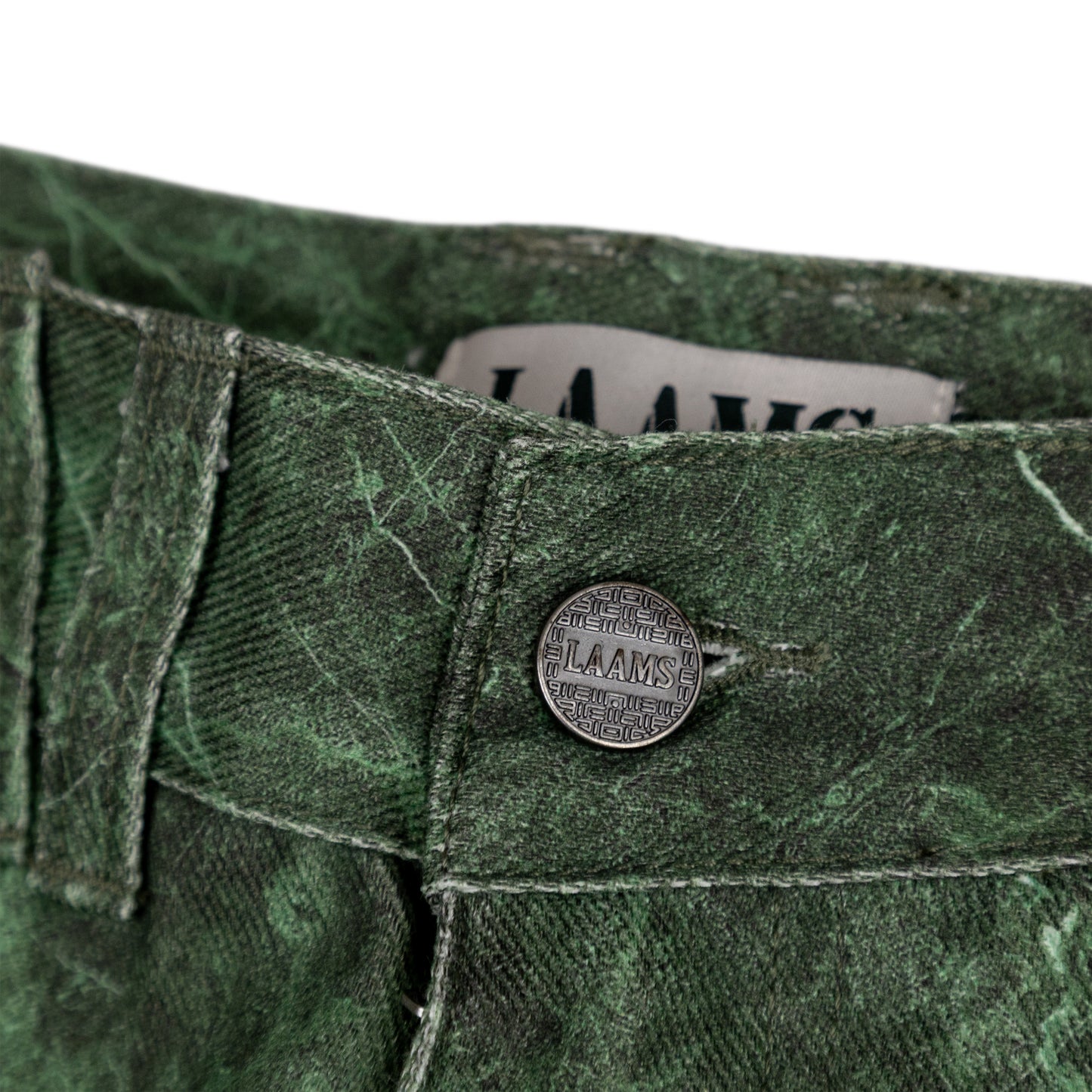 LAAMS Green Marble Denim Shorts
