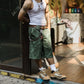 LAAMS Green Marble Denim Shorts