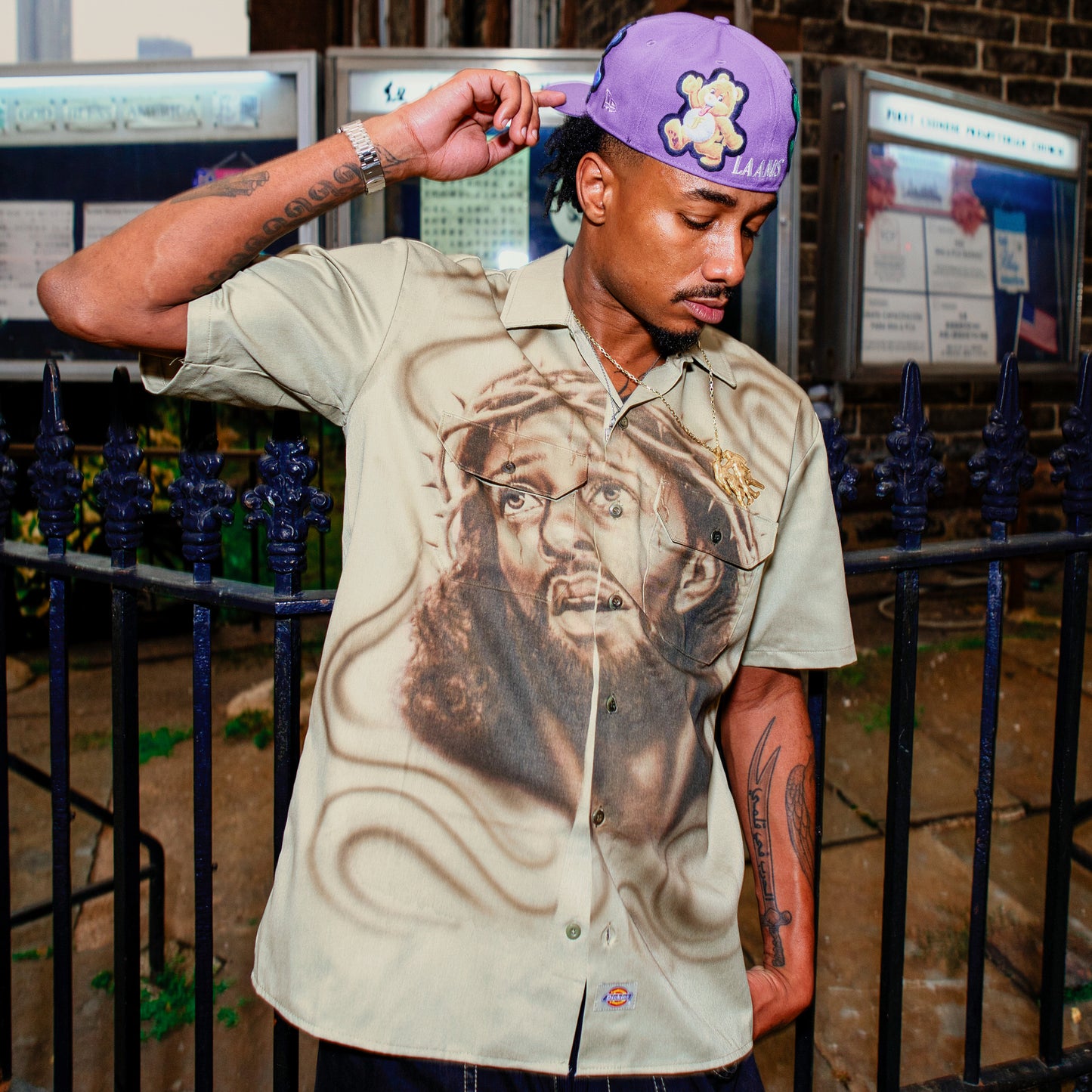 LAAMS x STFU Jesus Cristo Dickies Button Up