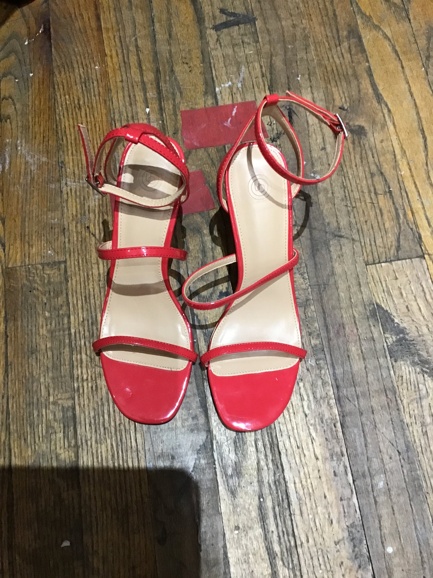 Red strap heels
