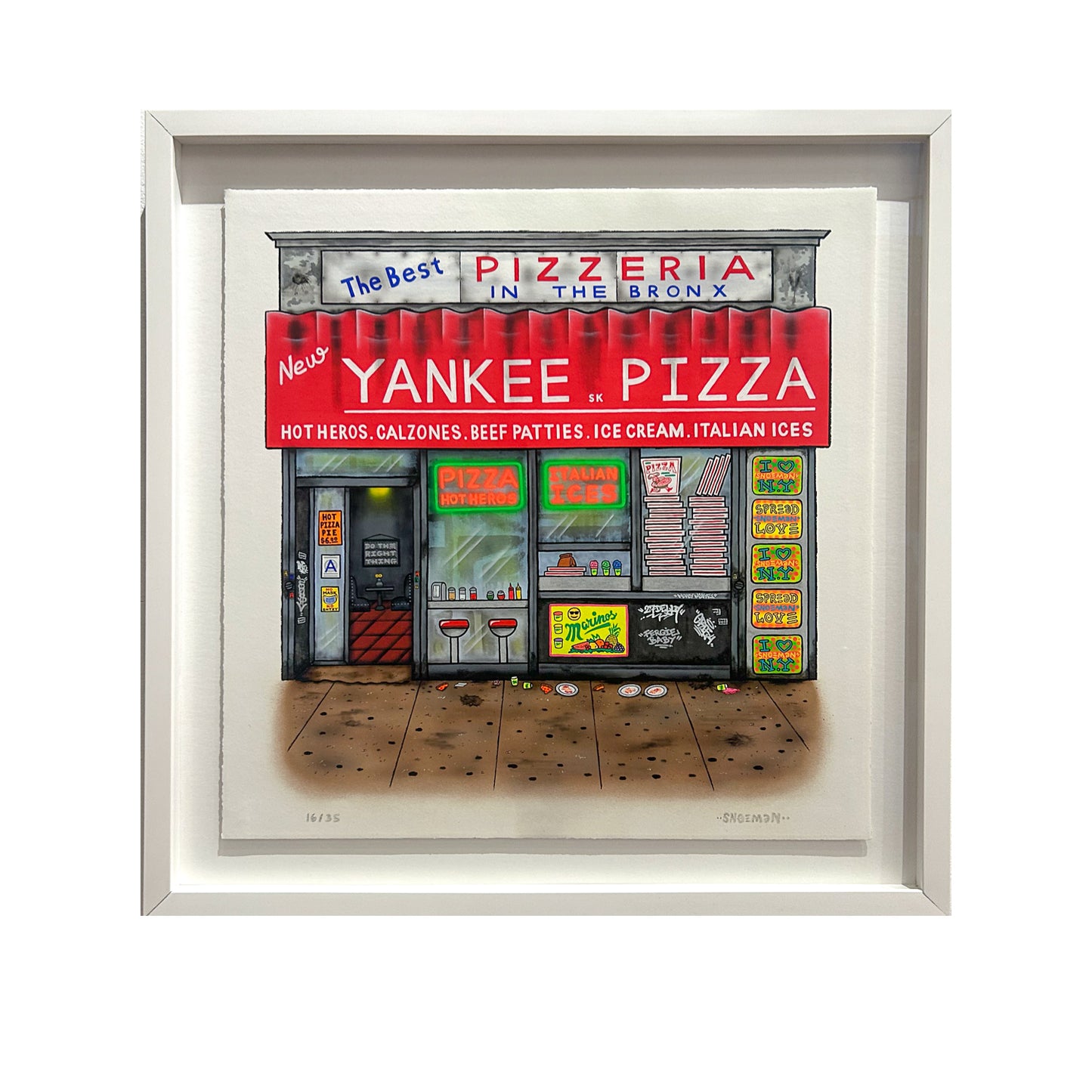 Snoeman Yankee Pizza Signed Print